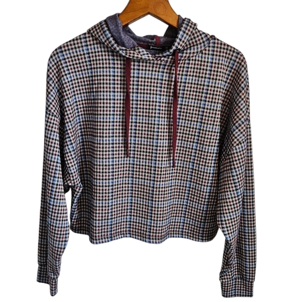 Stradivarius Multicolor Plaid Hoodie